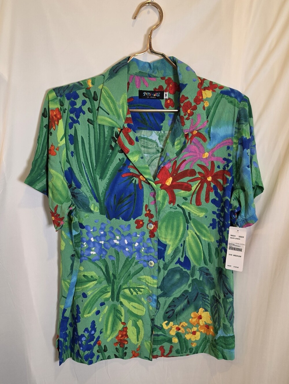 Jams World NWT Sea Flower Retro Style Aloha Shirt 60 Years Anniversary Rayon M